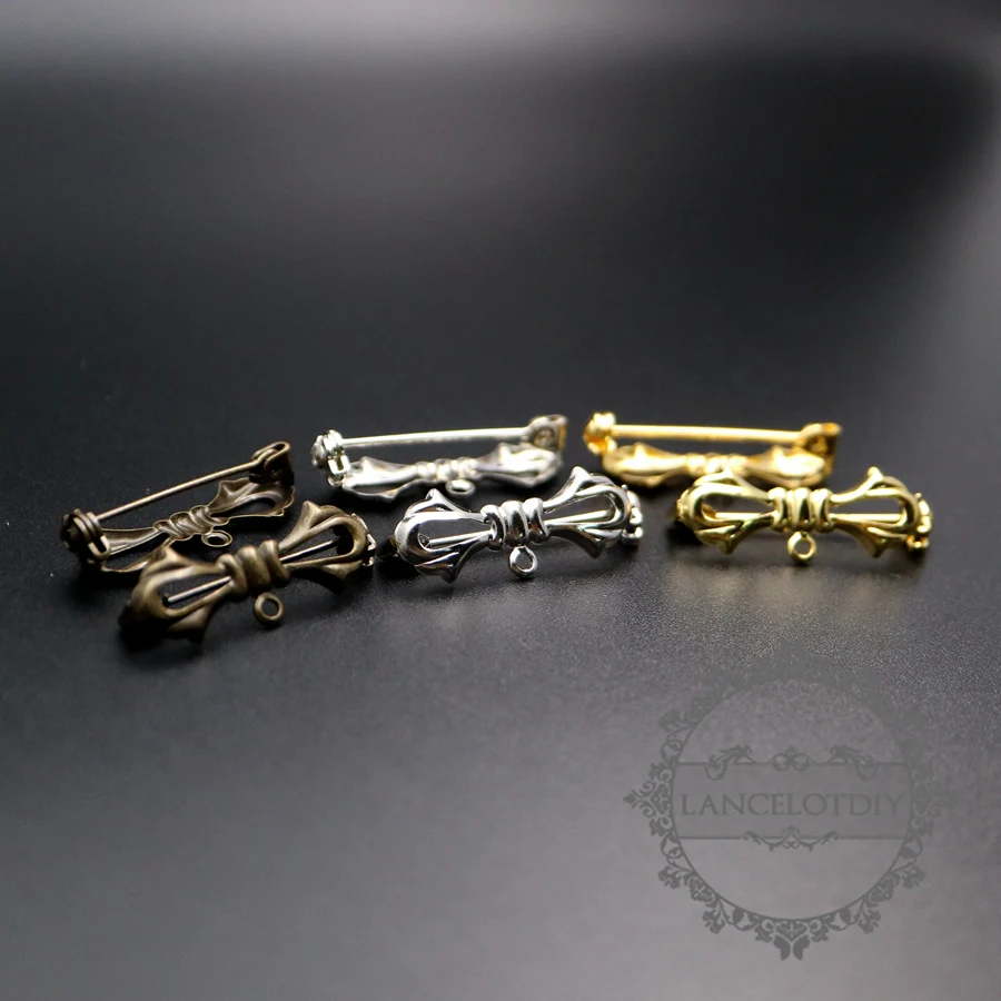 Золотой золотой бронзовый латунный бант с петлей для поделок брошь булавка