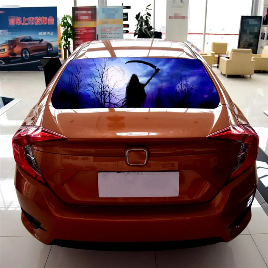 147x46 см Мрачный Жнец с серп автомобиля Стикеры Защита от солнца на заднее стекло