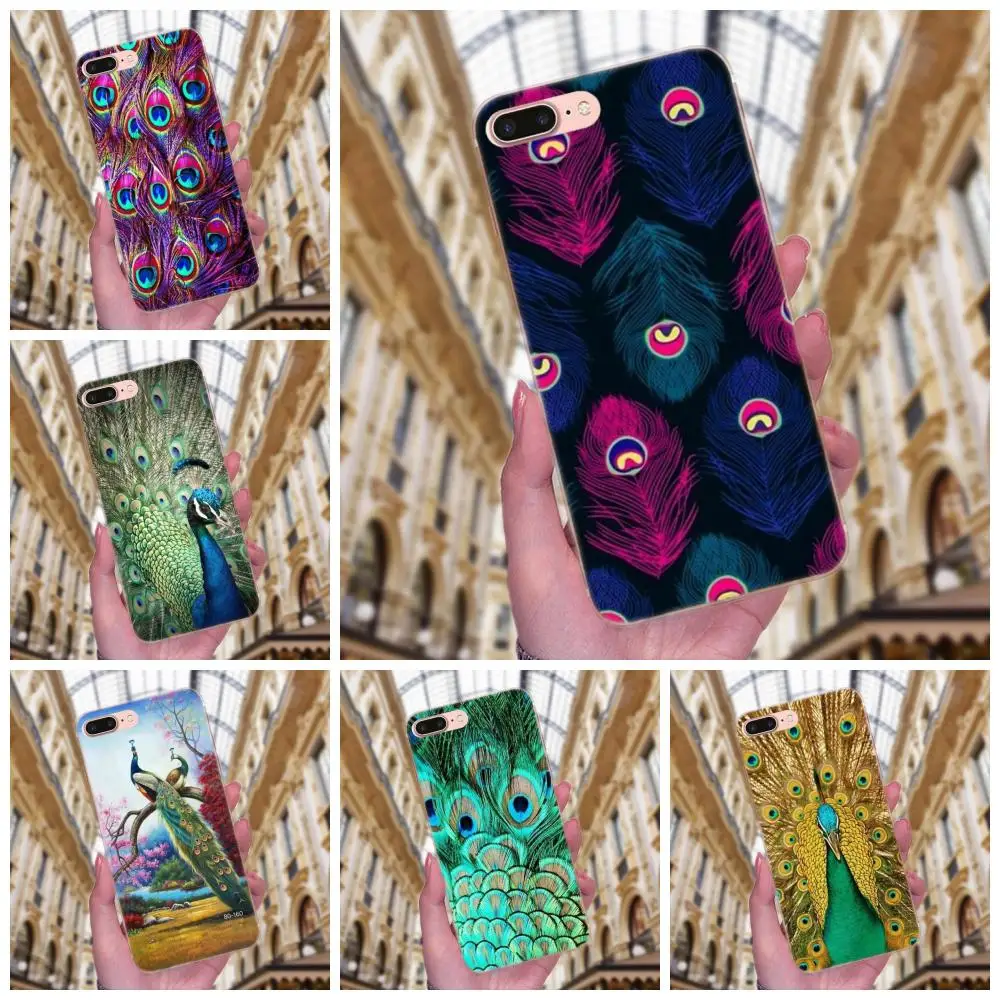 Мягкий чехол для Xiaomi Redmi Note 2 3 3S 4 4A 4X 5 5A 6 6A Pro Plus красивые синие и зеленые перья