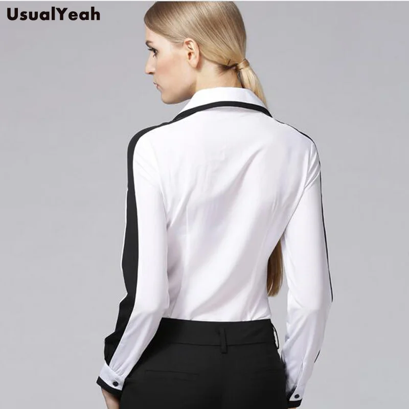 Новая весенняя модная женская белая и черная Деловая блузка офисные рубашки