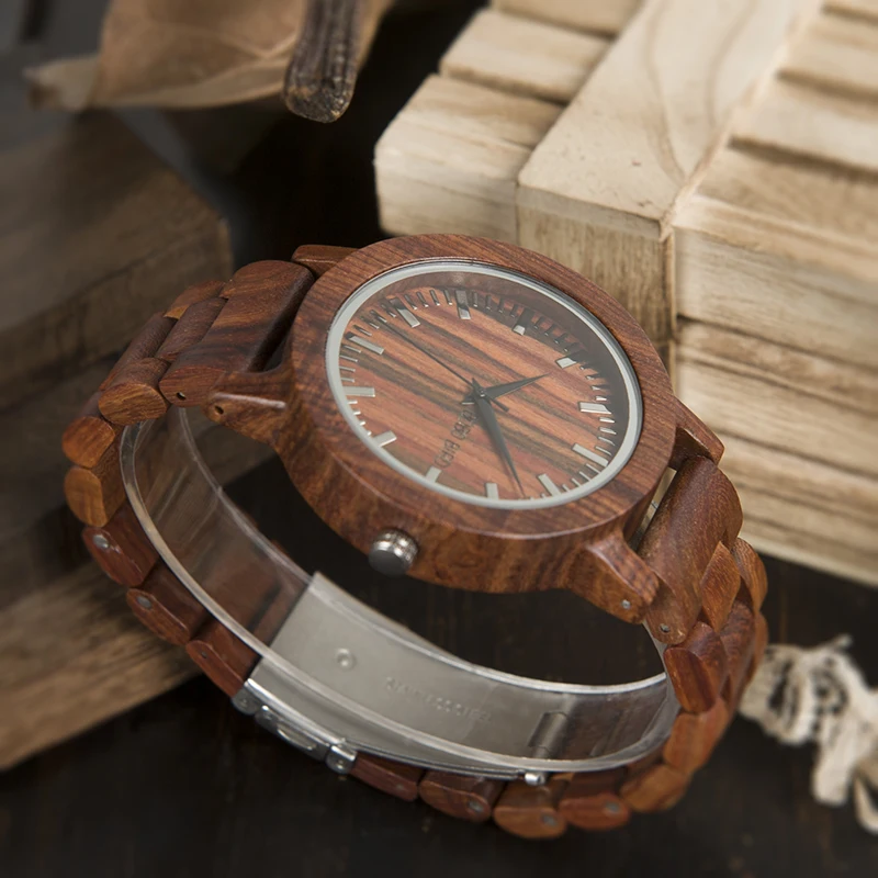 Бобо птица WM10 деревянный Часы красный сандал случае Весы циферблат redwood группа