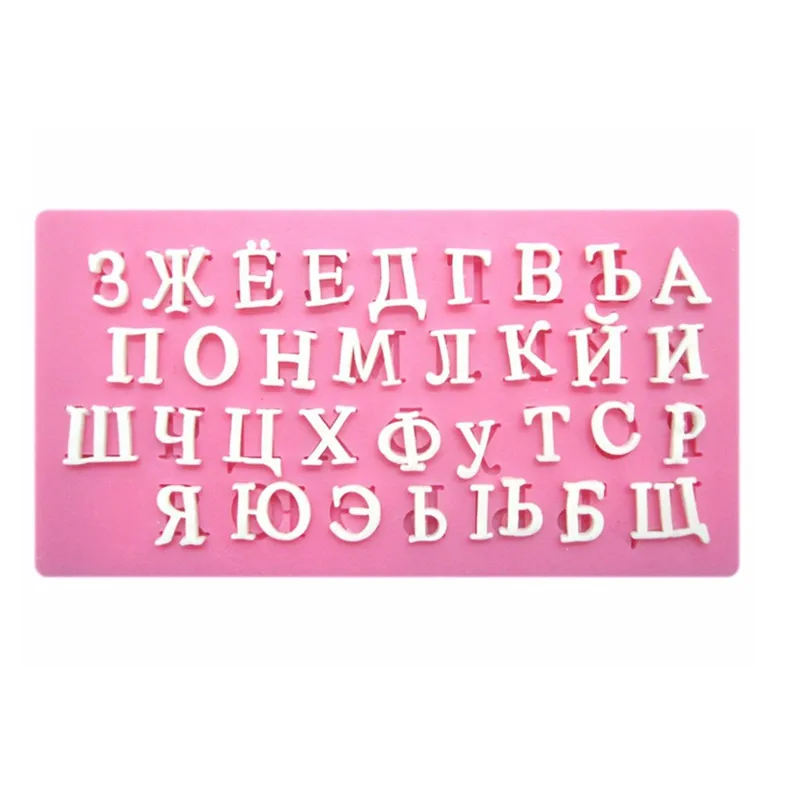 

ANGRLY New Russian Alphabet Letter Shape Silicone Mold Cake Decoration Fondant Cake 3D Soap Chocolate Moulds silicone mold