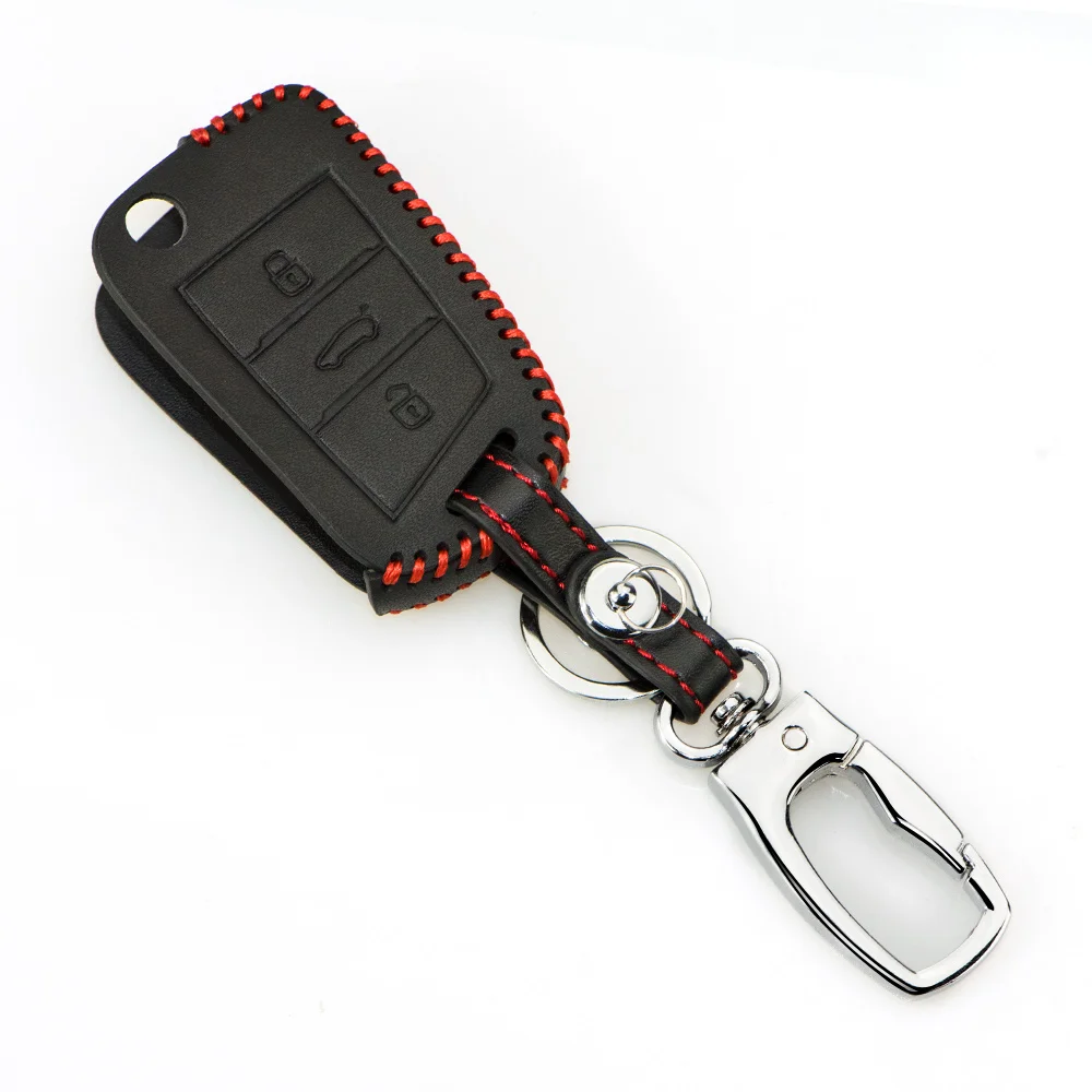 Кожаный чехол для ключей Volkswagen VW Golf 7 GTI R MK7 Tiguan Skoda Octavia A7 Karoq Seat Leon Ibiza|Футляр