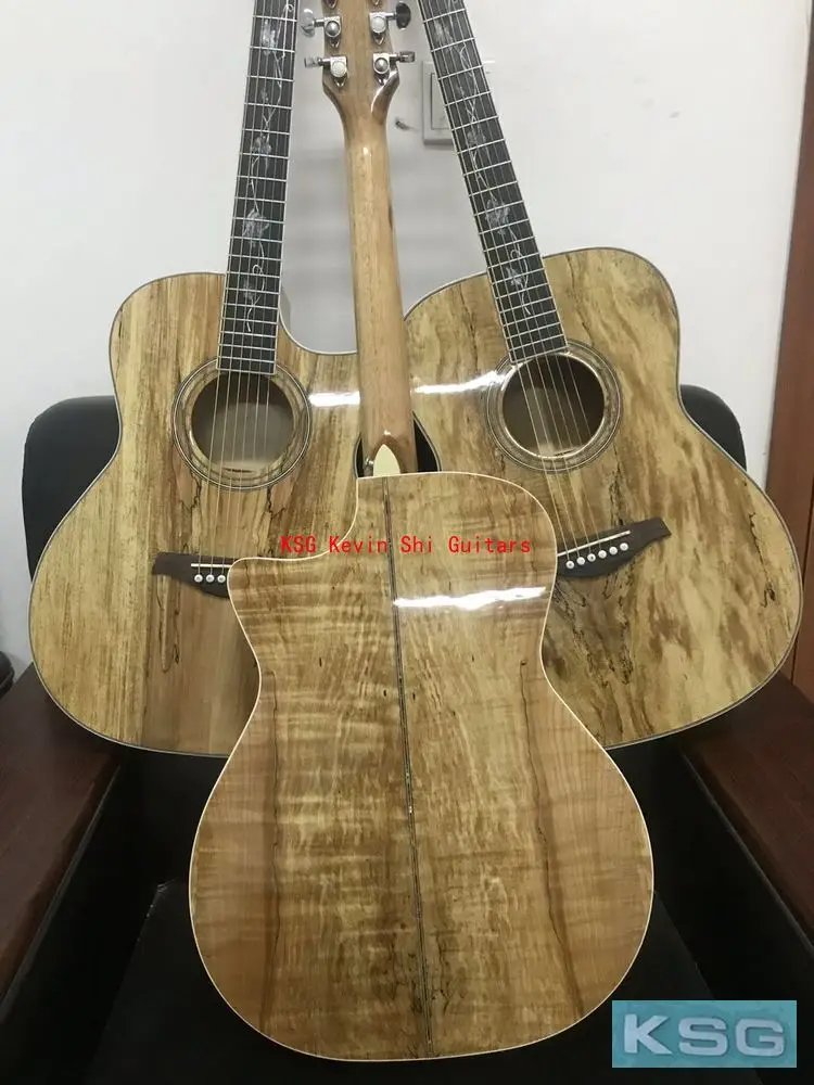 KSG spalted maple Акустическая гитара 4" koa like 6 струн цельная электрическая акустическая гитара ручной работы народная гитара