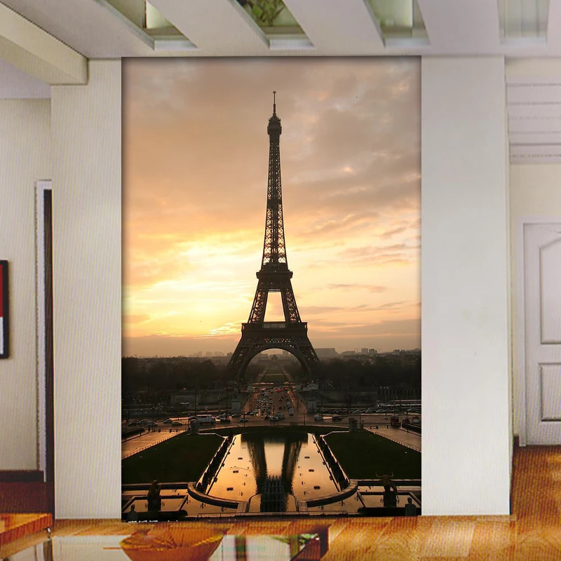 

Custom 3D photo wallpaper modern landscape dusk Eiffel Tower Wallpapers for walls 3 d papel de parede