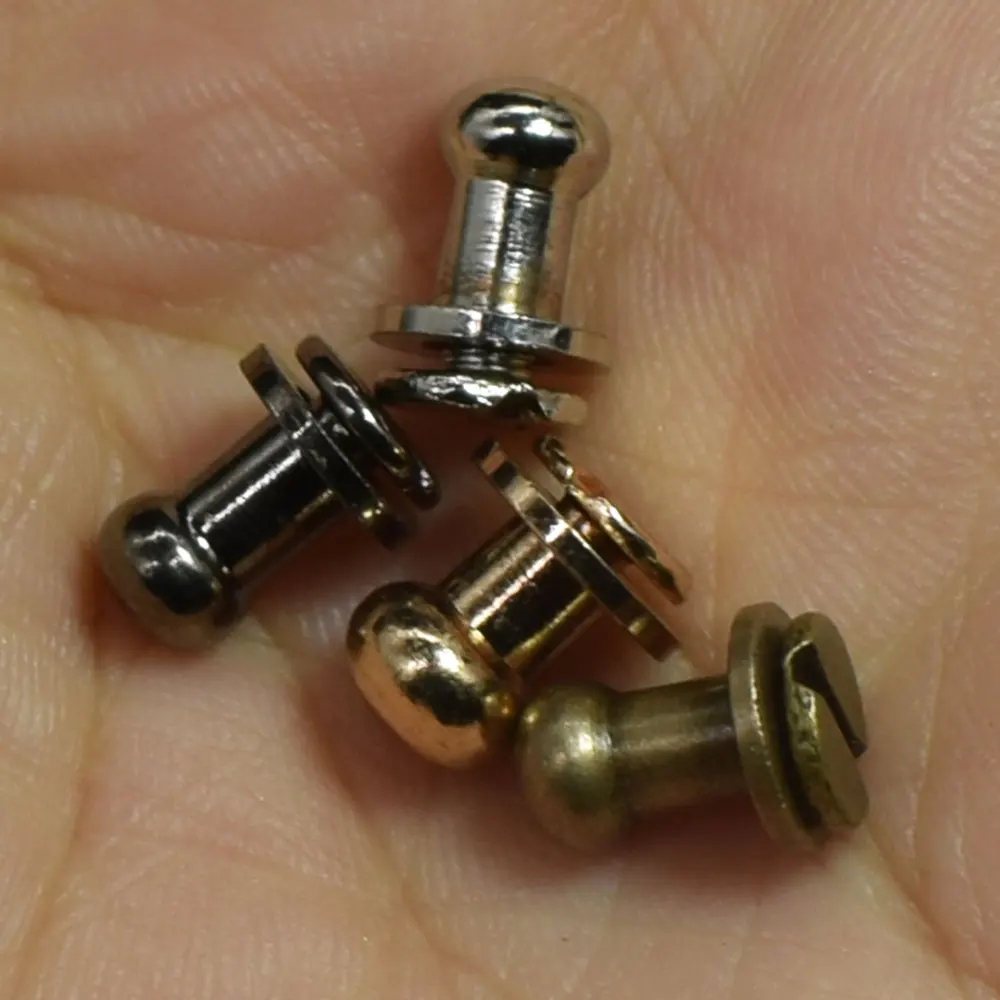 

4PCS 5/6/7/8/9/10mm Stud Screw Round Head Solid Brass Nail Leather Screw Rivet Chicago Button for DIY Leather Decoration
