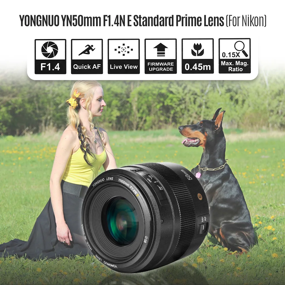 YONGNUO YN50mm F1.4N E стандартный основной объектив F1.4 с большой апертурой автоматический ручной фокус объектив для Nikon D5 D4 D3 D810 D800 D750 D300 и т. д