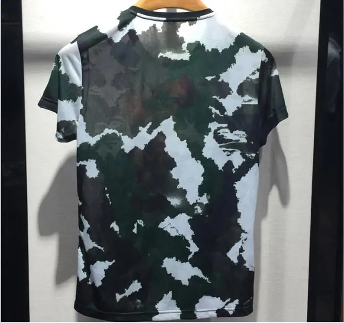 European fashion brand sky blue camouflage clothes summer short sleeve T-shirt men thin horse &amp man printing round colla | Мужская