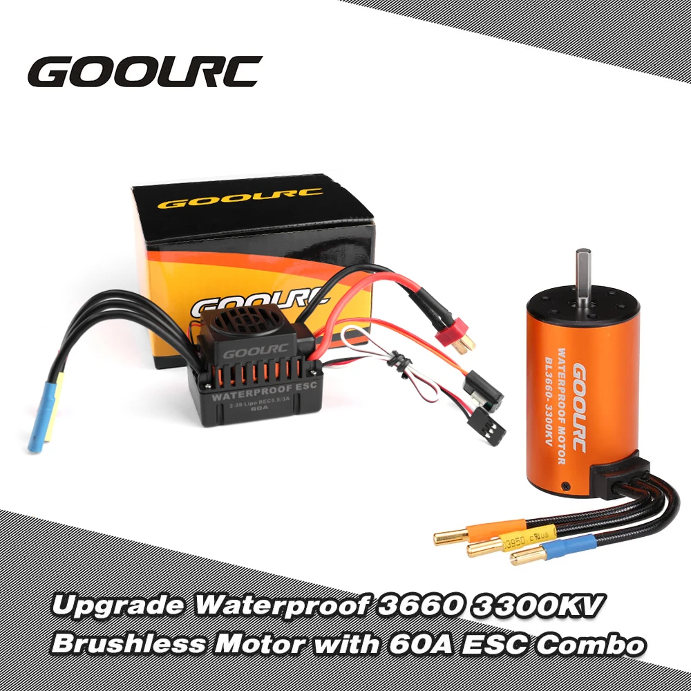 

GoolRC Upgrade Waterproof 3660 3300KV Brushless Motor with 60A ESC Combo Set for 1/10 RC Car Truck Parts