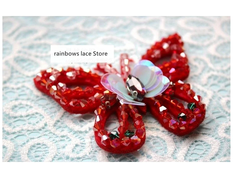 4pieces/lot Hand-beaded Multicolor Crystal Butterfly 3D Bright Patches Clothes DIY iron patches for clothing reversible sequin | Дом и сад