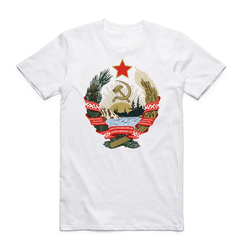 Футболка азиатского размера с принтом СССР для мужчин и женщин круглый вырез