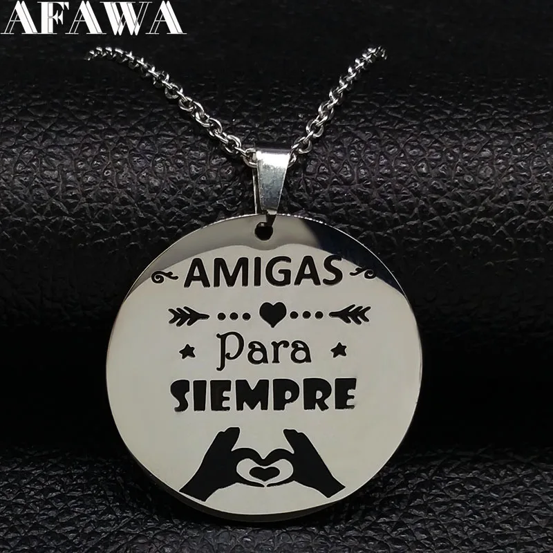 AMIGAS из нержавеющей стали ожерелье для женщин Серебряный Цвет лучший друг