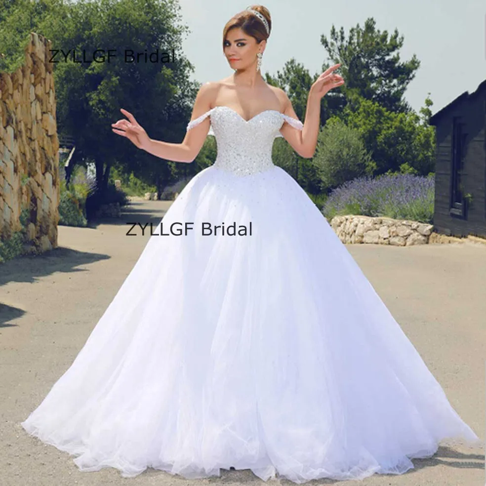 ZYLLGF Люкс Бальное платье Милая Robe Mariage Femme Белый Арабский Леди Свадебные Платья Из