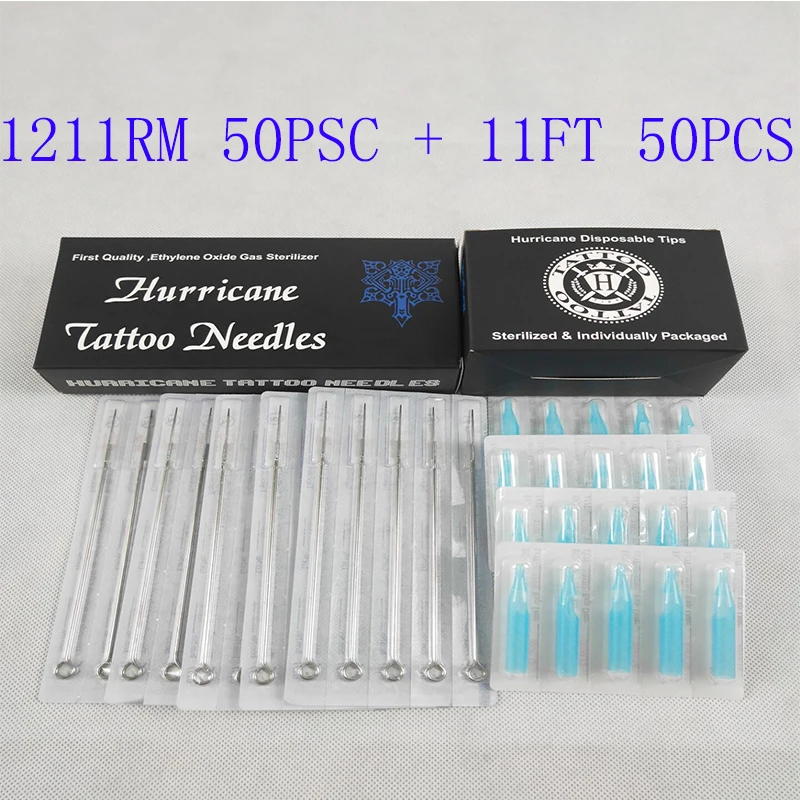 

Tattoo Needles Tip (11RM+11FT) Tattoo Needles and Tubes Mixed 50PCS Sterile Tattoo Needles+ 50PCS Disposable Tattoo Tips