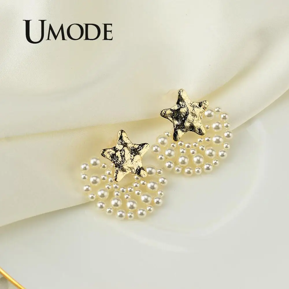 Женские серьги-гвоздики с имитацией жемчуга UMODE классические серьги золотого