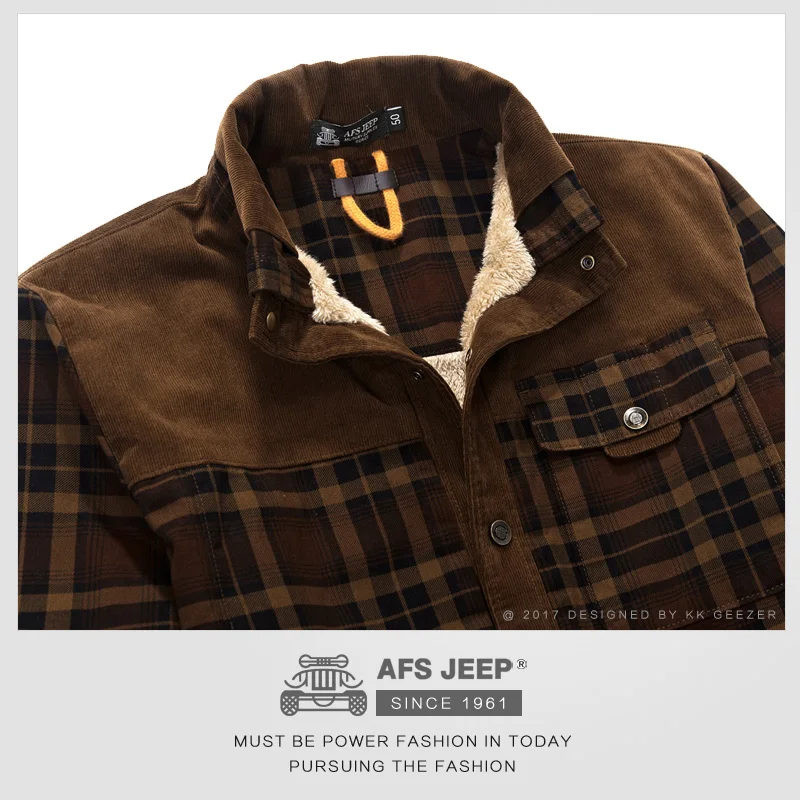 AFS JEEP зимняя теплая клетчатая Повседневная рубашка Мужская Фланелевая плотная одежда рубашки с длинным рукавом Модная хлопковая качественная британская флисовая одежда
