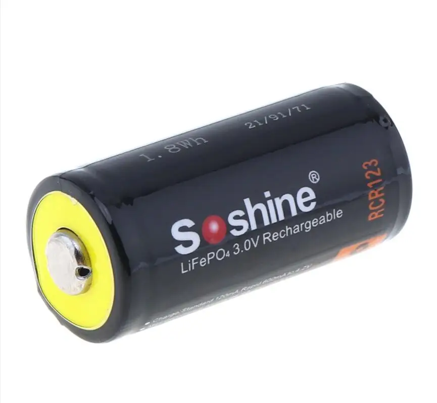 2 шт. Soshine LiFePO4 RCR123 16340 600 мАч 3 в перезаряжаемая батарея с защищенной печатной