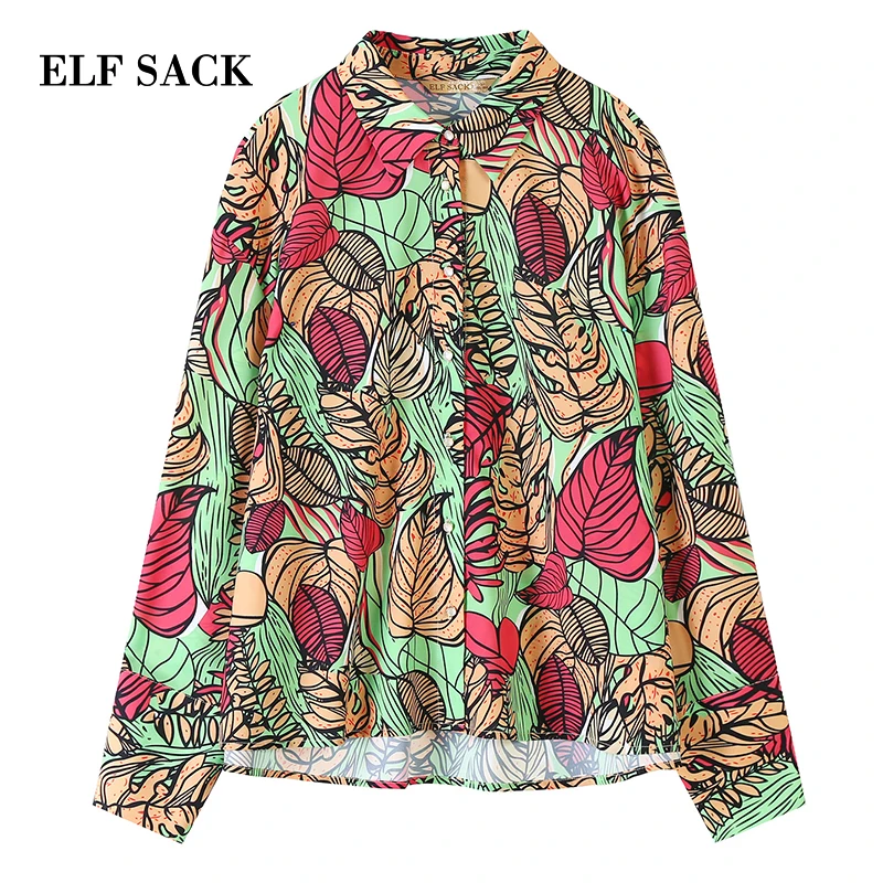 Женская блузка ELFSACK европейская с отложным воротником и цветочным