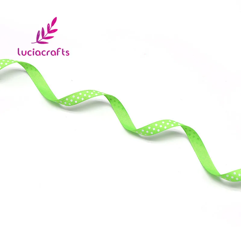 Lucia crafts 5 ярдов/партия 3/" 10 мм печатных Grosgrain ленты ручной работы отделка Швейные аксессуары DIY Головные уборы Материал S0102 - Цвет: Green