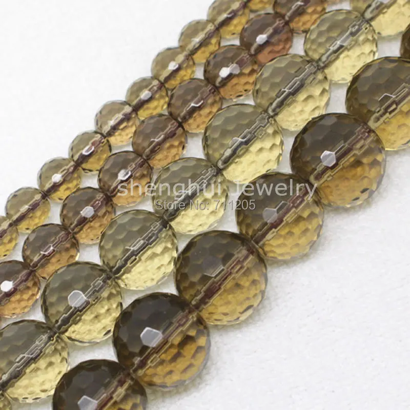 Faceted Tea Quartzs Round 4 6 8 10 12 14 16 18mm Loose Beads 15&quot/38cm Min.Order $10 provide mixed wholesale for all items ! | Украшения