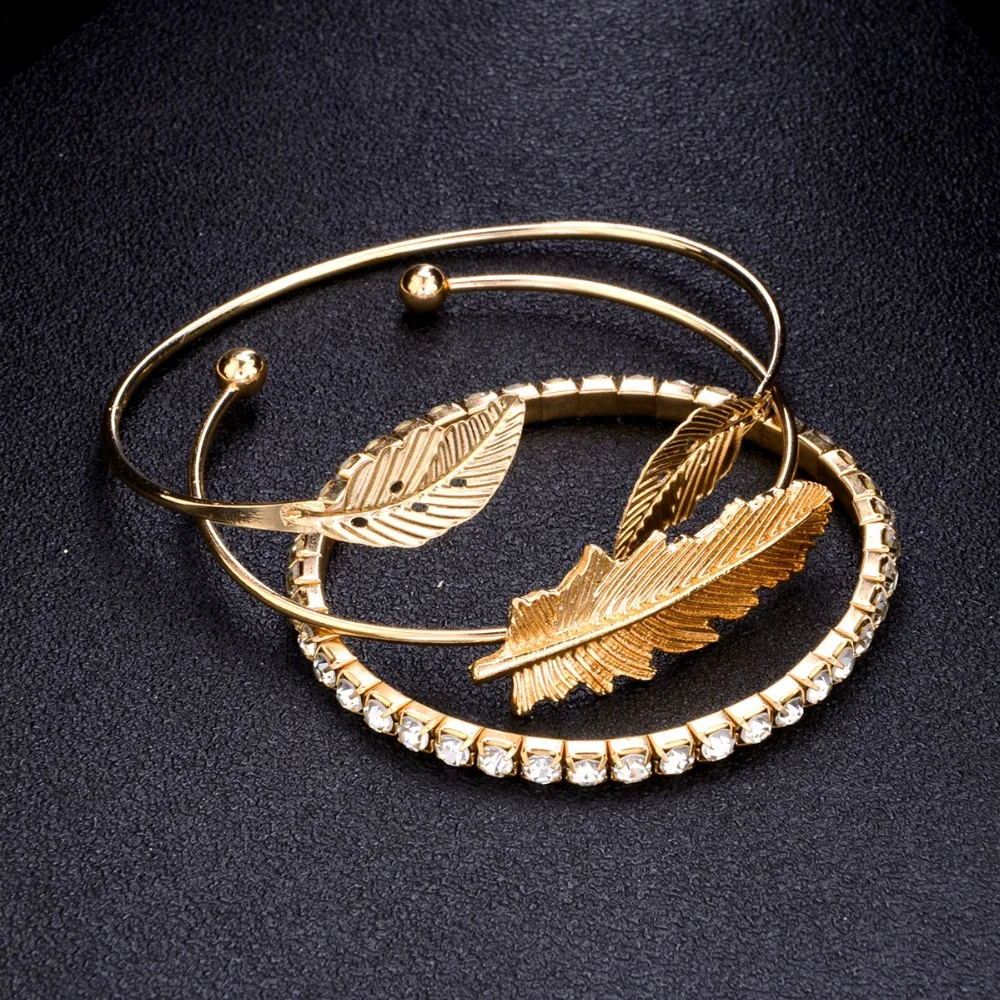 3 шт. в упаковке Регулируемый Творческий браслет для женщин с стрейч Стразы и