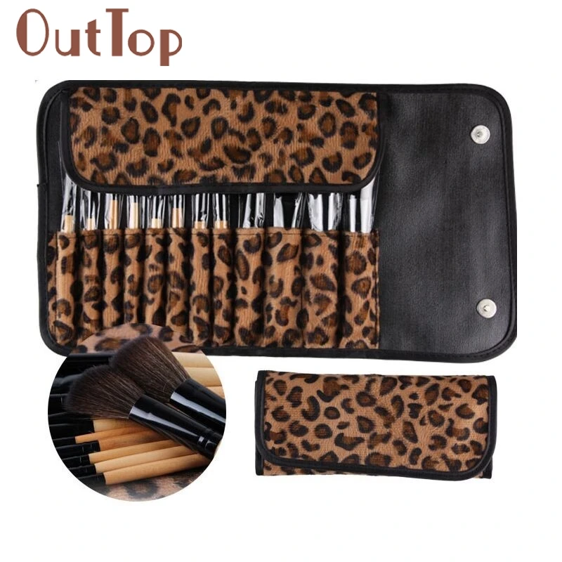 Pincel maquiagem OutTop 12 шт. Pro набор кистей для макияжа Косметические Инструмент Leopard