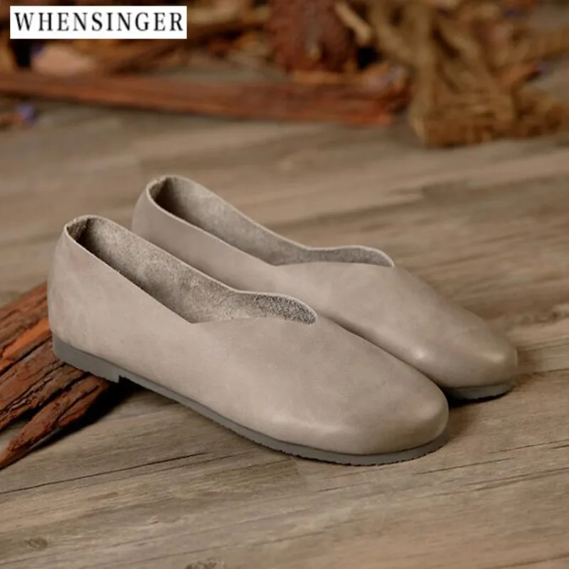 Whensinger-туфли на плоской подошве из натуральной кожи женские кожаные лоферы ручной