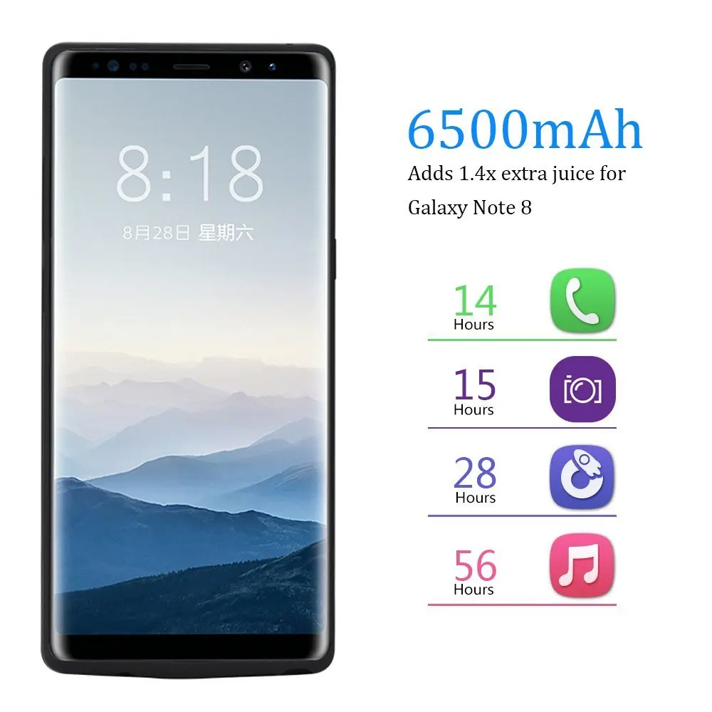 Power Bank Galaxy Note 8 чехол для аккумулятора 6500 мАч перезаряжаемый Расширенный