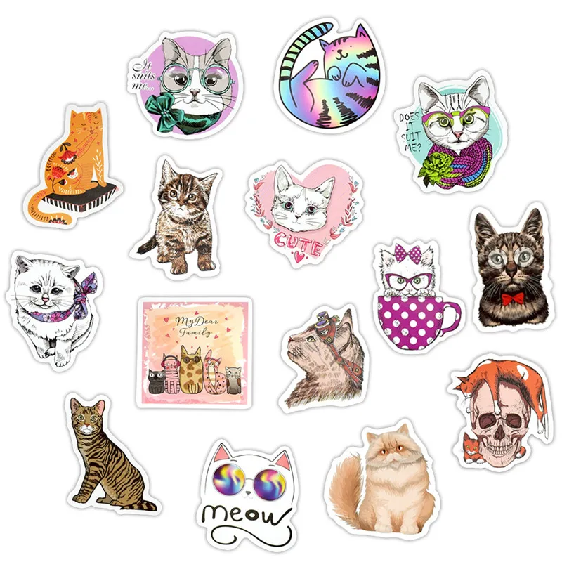 50 шт./компл. Kawaii милые женские кошки аниме наклейки для планшета чехол телефона