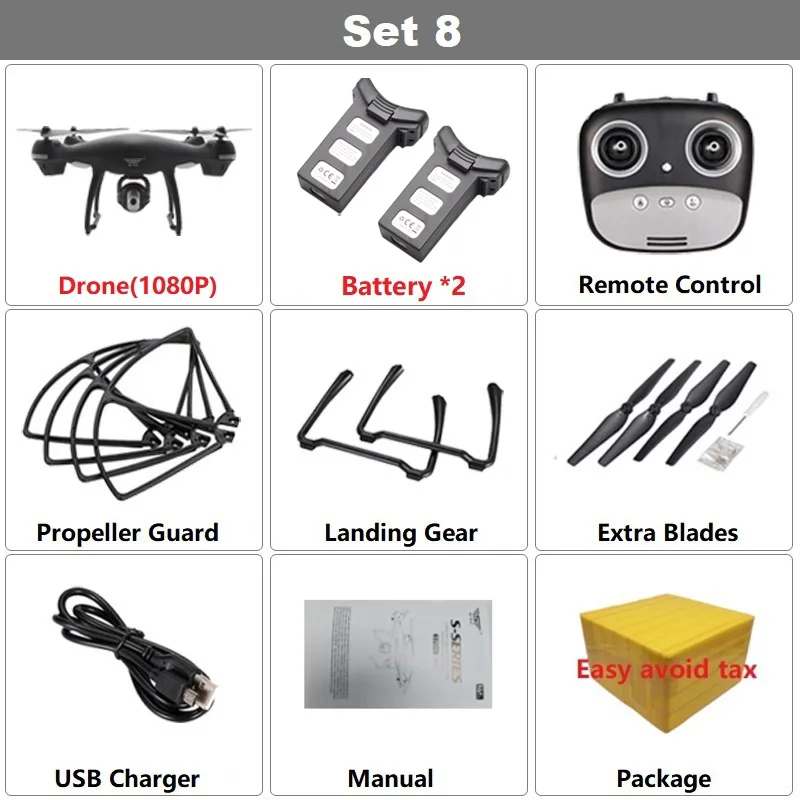 Set8 1080P 2B Gray Радиоуправляемый Дрон Teeggi S70W с регулируемой камерой FPV 1080P HD gps Профессиональный Квадрокоптер Вертолет VS X8 Pro X8Pro - Цвет: Set8 1080P 2B Gray