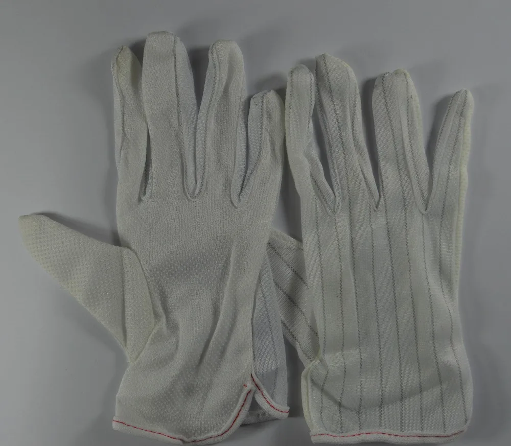 Антистатические перчатки Нескользящие митенки белого цвета с полными пальцами