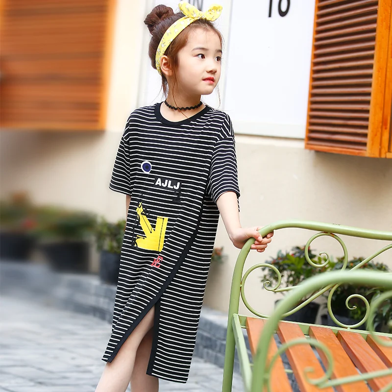 4-13t Girls Shirt Dress 2017 Brand Girl Casual Sundress Summer Costume Teenagers Short Sleeve Kids Clothes Jurk Meisje | Детская одежда