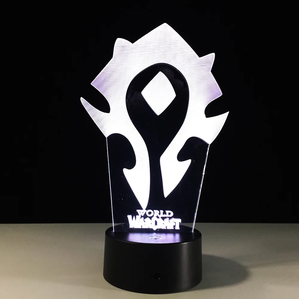 3D Иллюзия WOW World of Warcraft LED Настольная лампа светильник 7 Цвет ночной Светильник