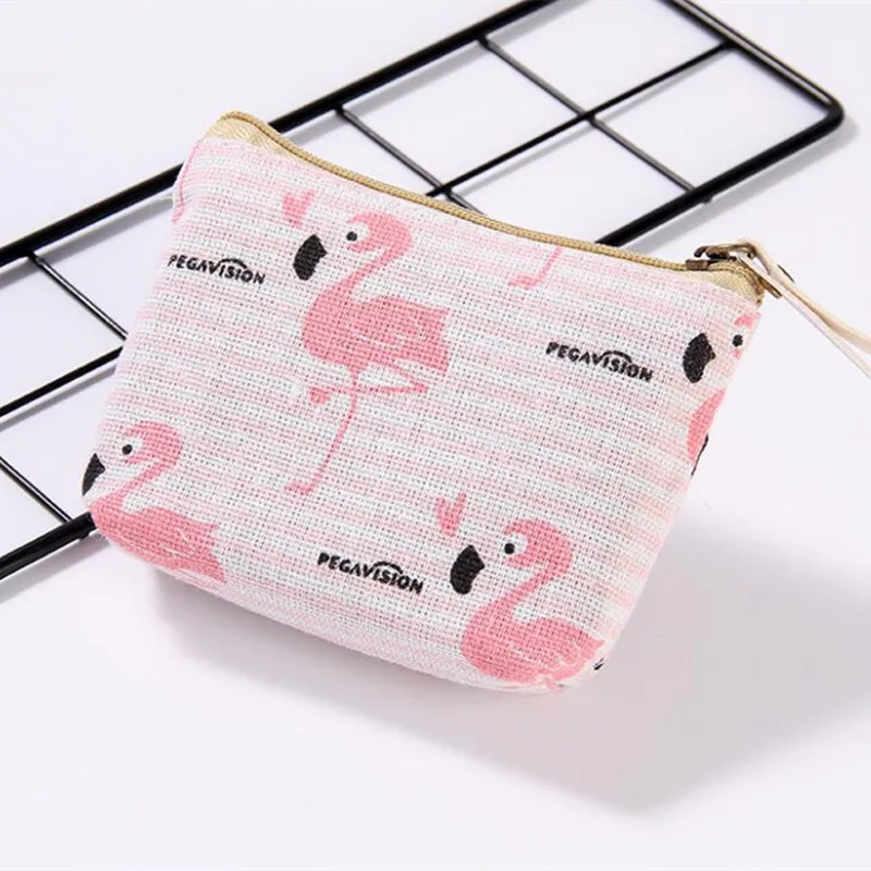 M089 модные холщовые женские кошельки для монет свежие Фламинго листья кактус