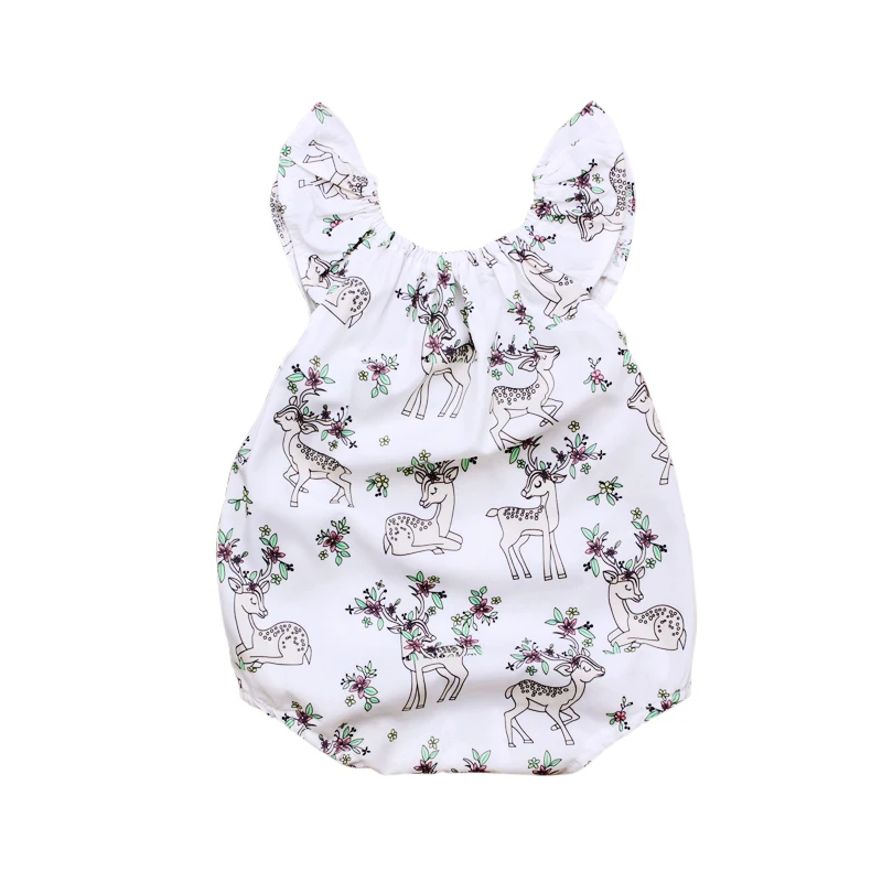 Детский хлопковый комбинезон с длинным рукавом и принтом листьев оленей | Мать