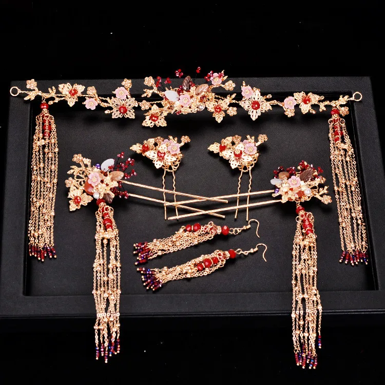 JaneVini Древняя китайская Невеста повязка на голову серьги Длинная кисточка