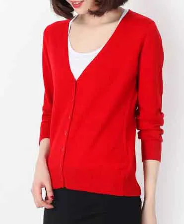 2019 Knitted Button V neck Casual Cardigans Basic Hot Sale Factory Cashmere Blend Sweater Women Fashion KFP608 |