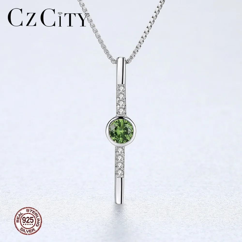 CZCITY, дизайн, высокое качество, 925 пробы, серебряная подвеска, ожерелье для женщин, вечерние, Роскошные, CZ, изысканные ожерелья, зеленые ювелирные изделия
