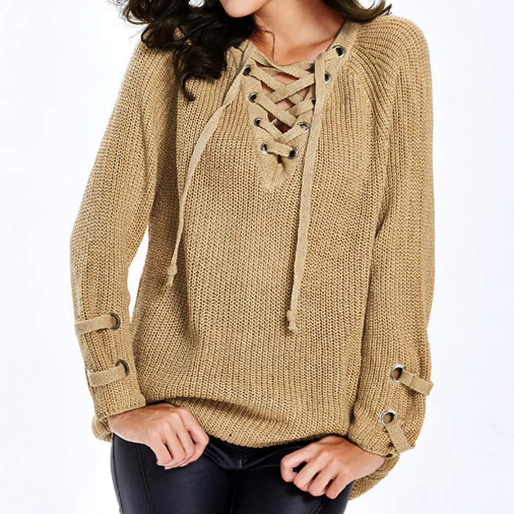 Pull Femme Hiver Dames новый женский модный однотонный топ с длинным рукавом вязаный