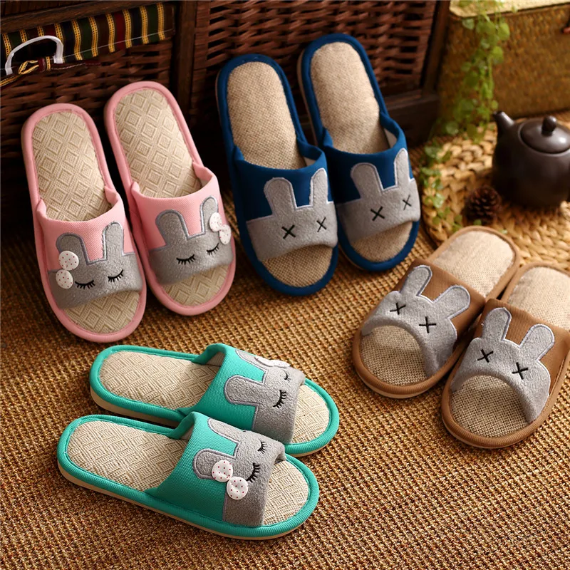 Летние льняные тапочки для мужчин домашняя обувь скользкие толстые Хлопковое