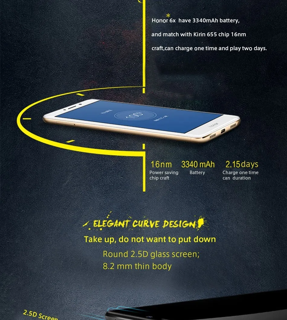 Honor 6X GR5 4G LTE мобильный телефон Kirin 955 Android 6,0 5," FHD 1920X1080 4 Гб ram 64 Гб rom отпечаток пальца 3340 мАч