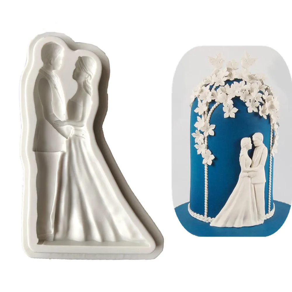 

Bride bridegroom Fondant Cake Silicone Mold Chocolate Candy Molds Cookies Pastry Biscuits Mould Baking Cake Decoration Tools