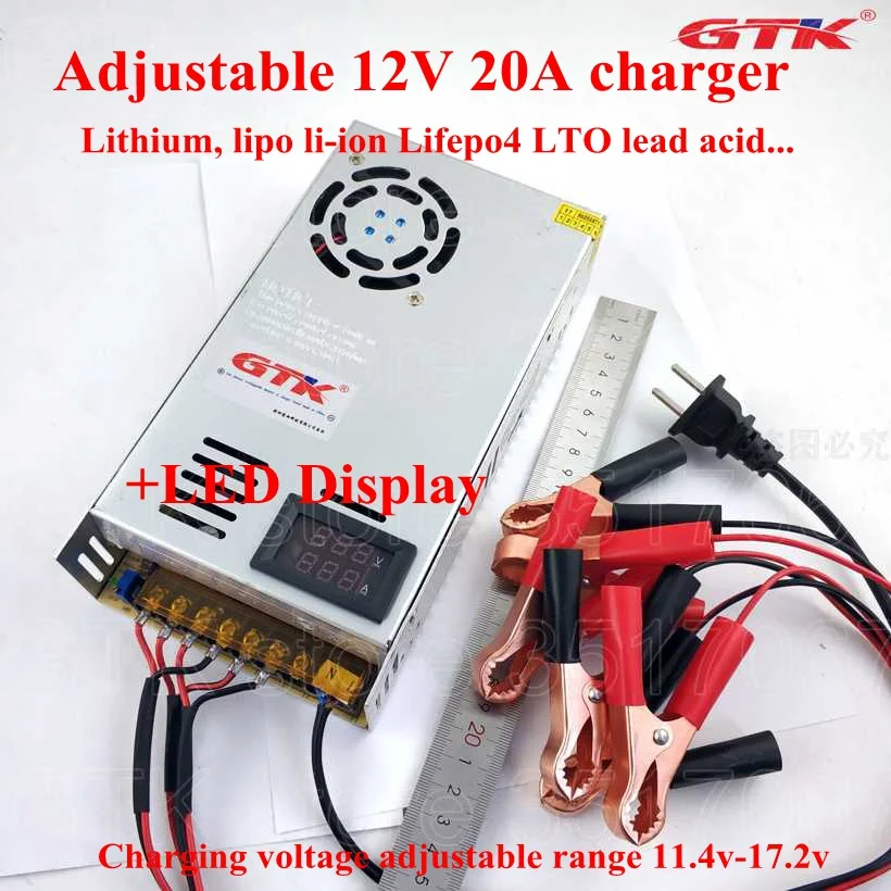 Регулируемое 12 6 в 14 4 В 16 8 17 20 А литий ионное lipo LTO Lifepo4 быстрое зарядное устройство