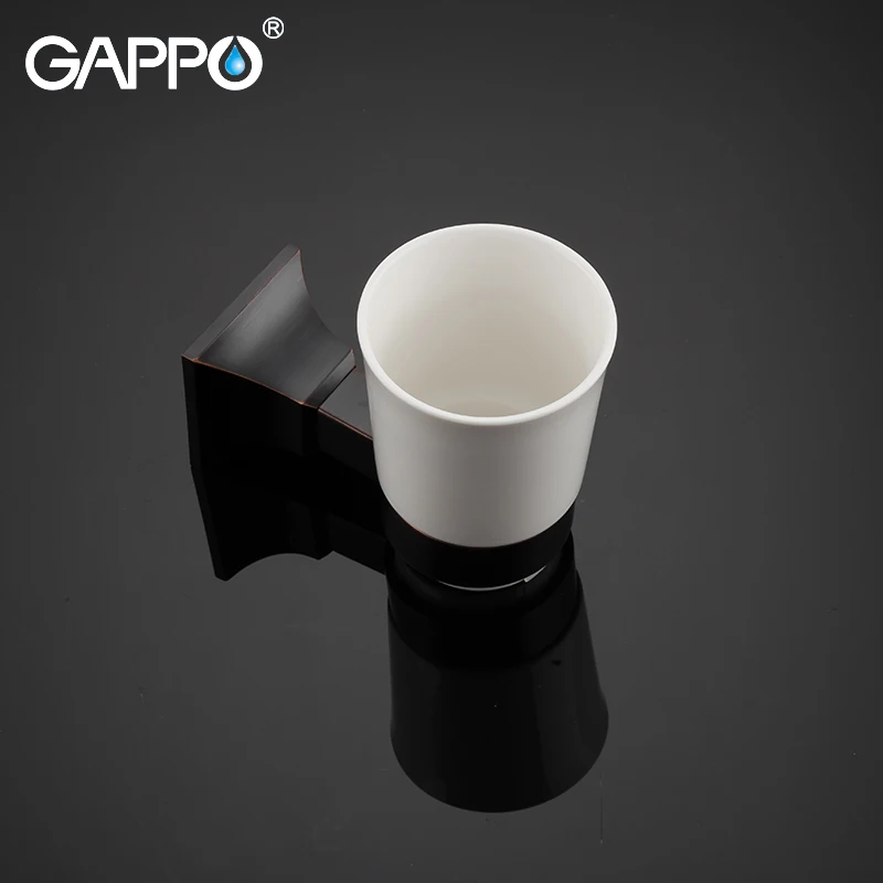 GAPPO подстаканники латунь с одной чашкой стекло держатели Настенные Ванная комната аксессуары зубная щетка держатель чашки для зубной щетки