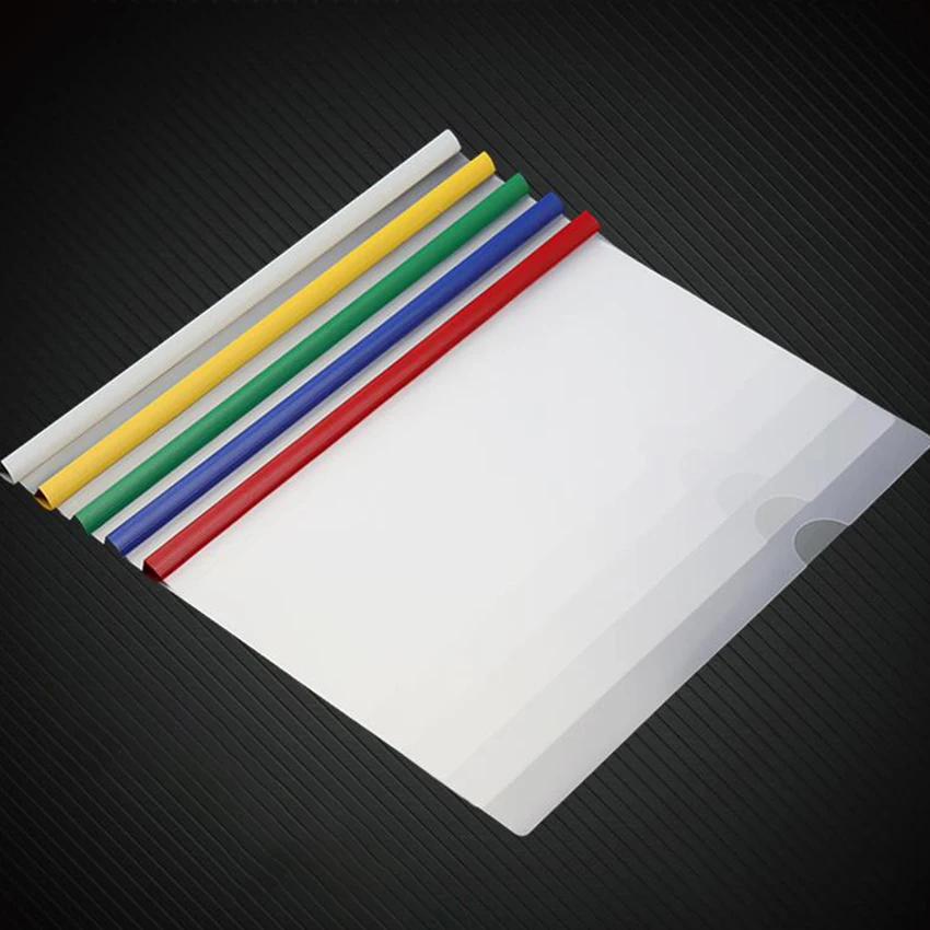

5 PCS/Lot A4 Report Covers With Sliding Bar, Clipbar Presentation Slidebinder Files 50 Sheets Capacity, Blue Green Yellow Red
