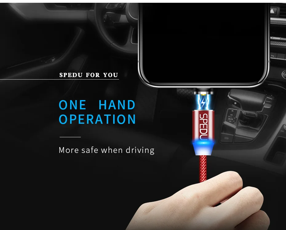 Автомобильное зарядное устройство USB SPEDU для iPhone X 6 7 8 XS Max, магнитный кабель, автомобильное зарядное устройство для телефона, Micro usb type c для samsung S9 S8 Plus xiaomi