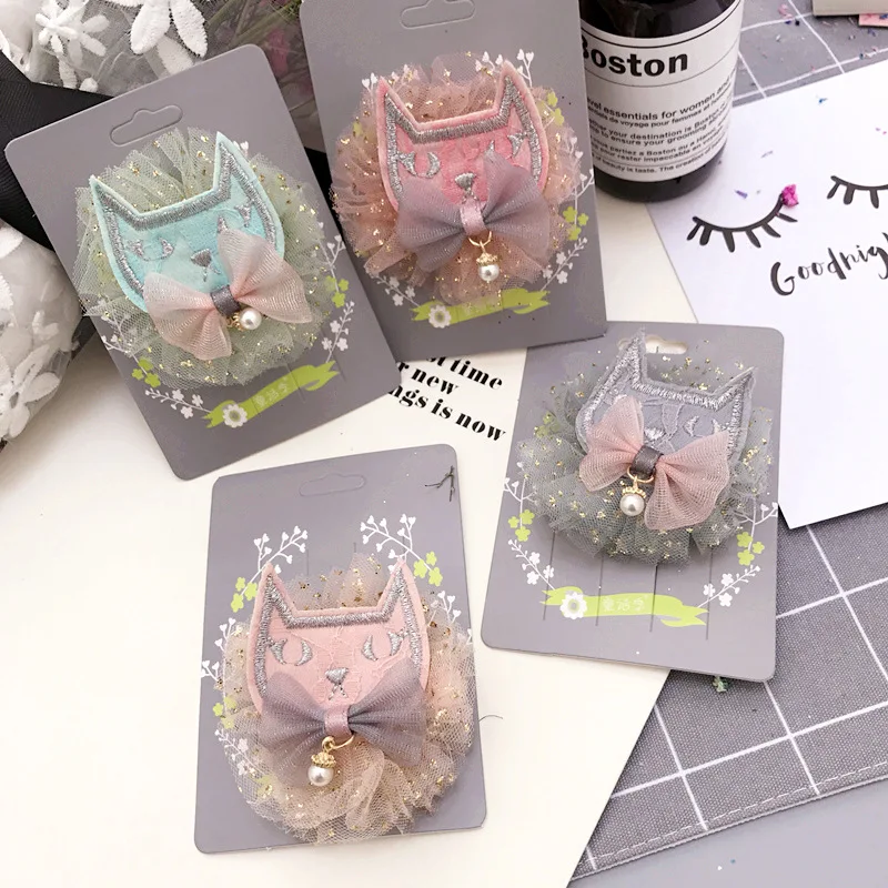 Корейские кружевные аксессуары для волос в виде кота и мультяшных кукол