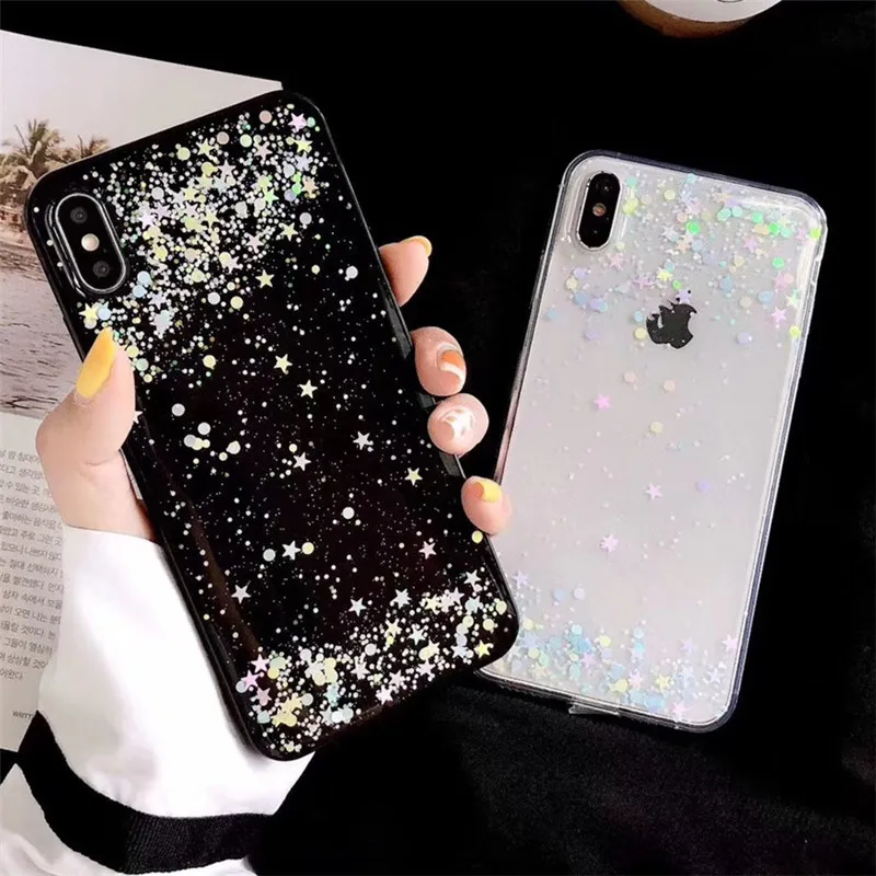 Мягкий силиконовый чехол с блестками и звездами для Samsung Galaxy A30 A10 A20 A40 S A60 A70 A50