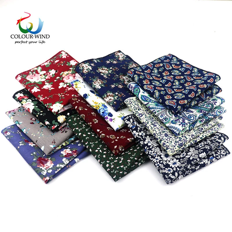 Квадратный модный мужской носовой платок из хлопка с цветочным рисунком 22*22 см