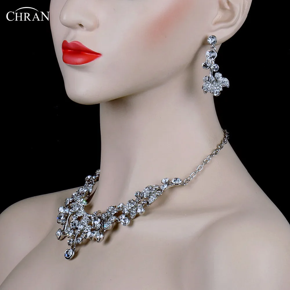 CHRAN Silver Plated Flower Wedding Jewelry Set for Bridesmaids Lovely Crystal Bridal Party Accessories | Украшения и аксессуары